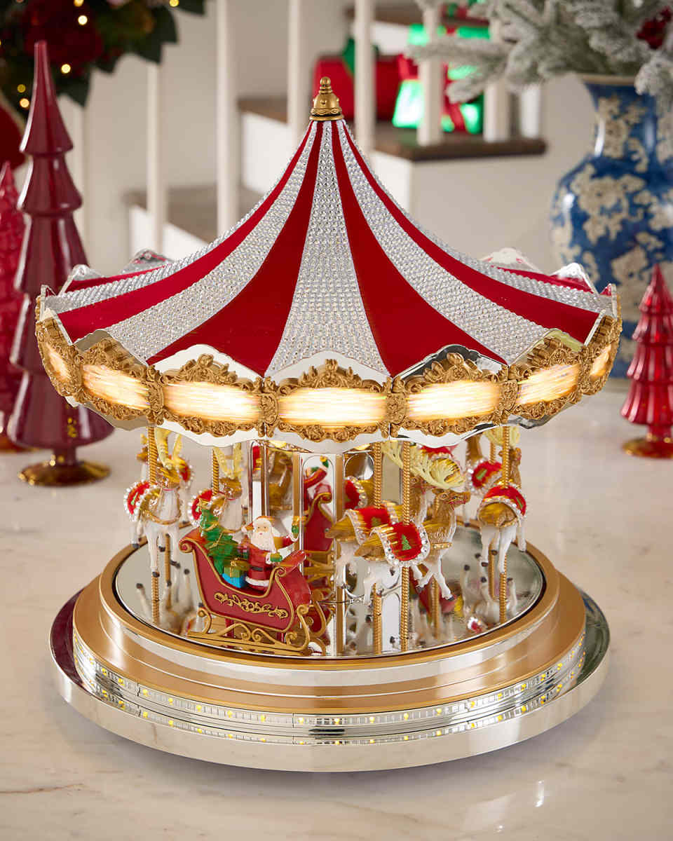 Swarovski Carousel with Silver Metallic Base Christmas Decoration